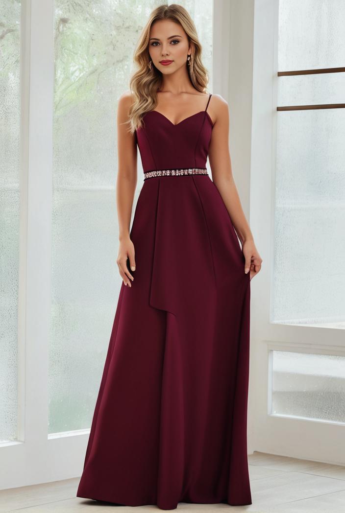 flowy chiffon one shoulder with three straps bridesmaid dress 131699