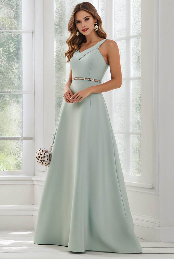 flowy chiffon one shoulder with three straps bridesmaid dress 131705