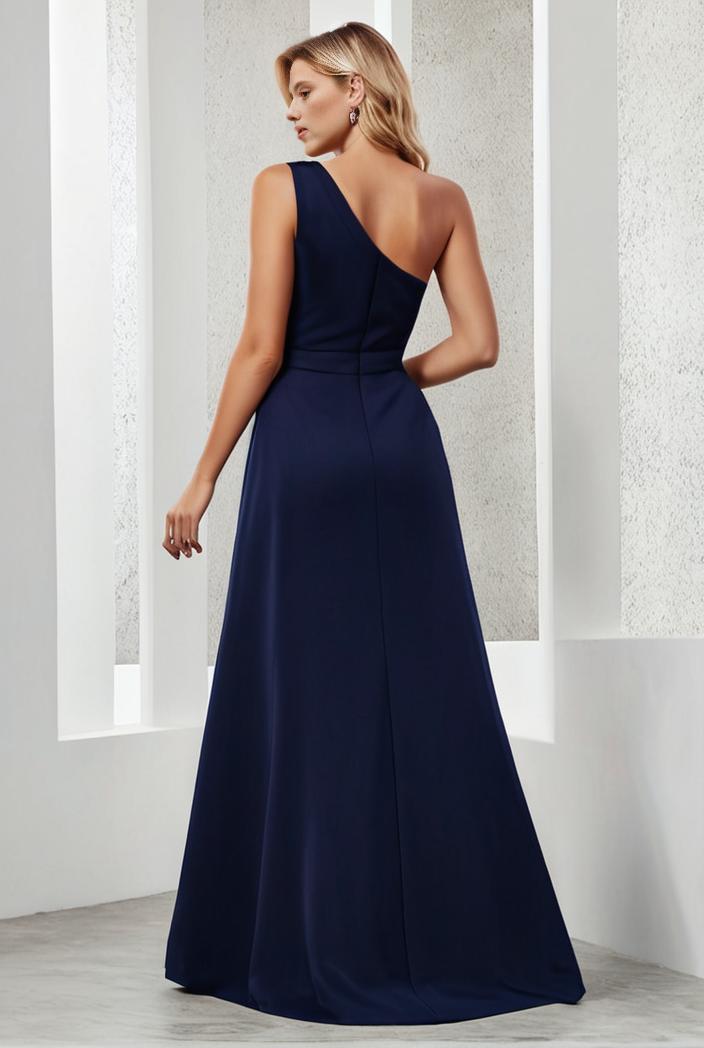 flowy chiffon one shoulder with three straps bridesmaid dress 131728