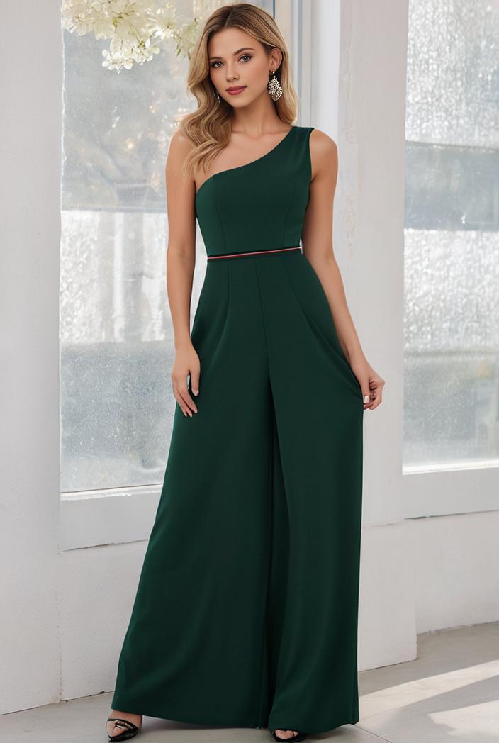 flowy chiffon one shoulder with three straps bridesmaid dress 131732