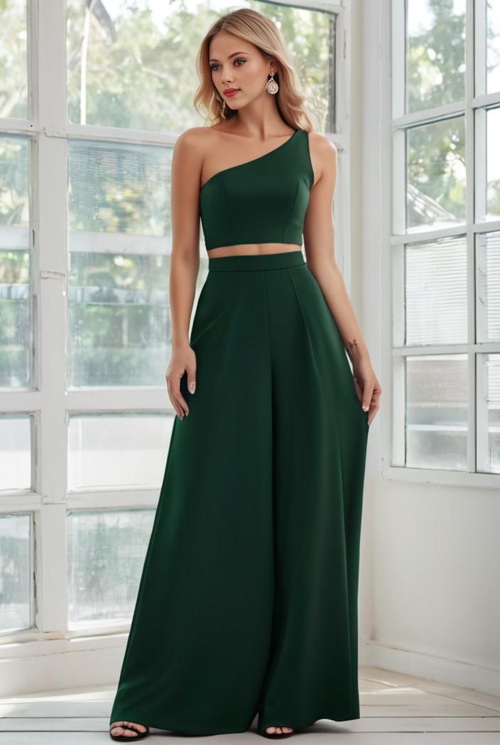 flowy chiffon one shoulder with three straps bridesmaid dress 131733