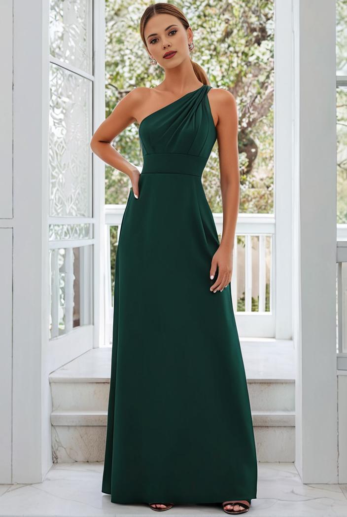 flowy chiffon one shoulder with three straps bridesmaid dress 131742
