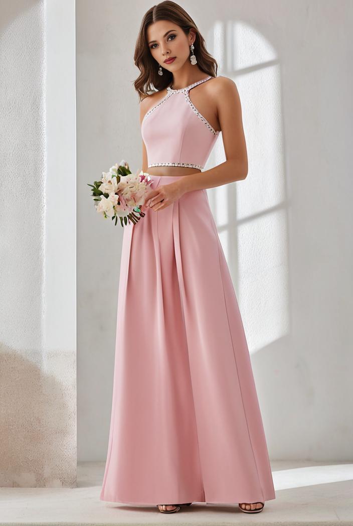 flowy chiffon one shoulder with three straps bridesmaid dress 131748