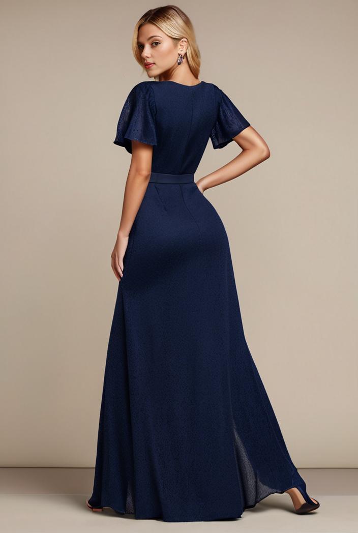 glitter high low front side slit ruffled v neck evening dress 131992