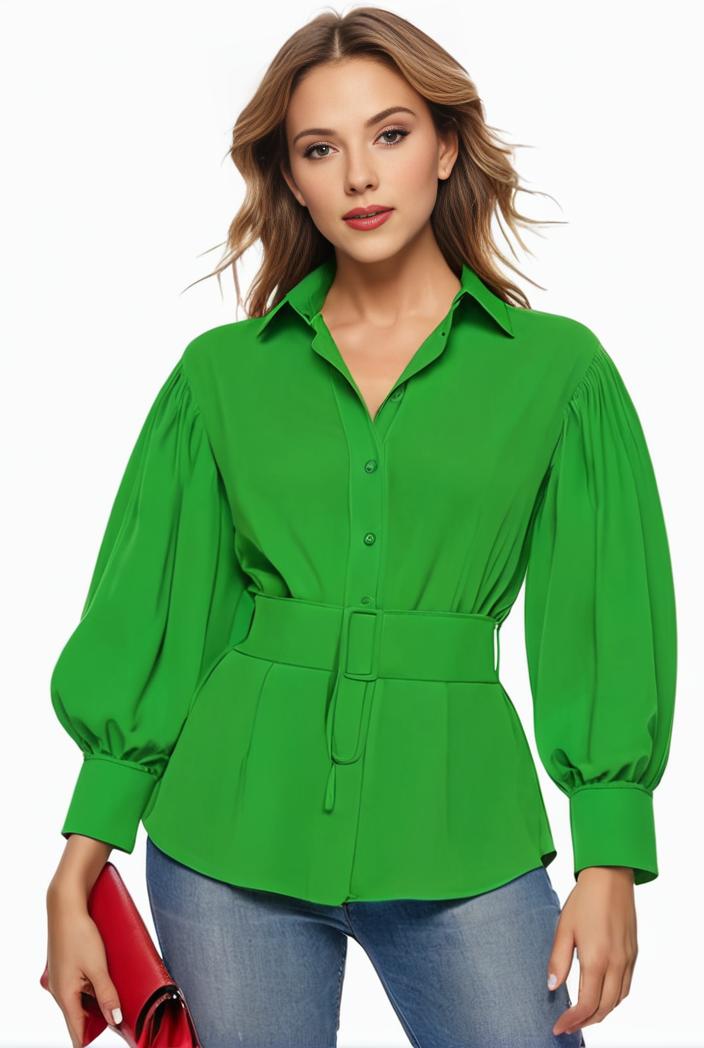 plus size casual blouse women s plus solid button up lantern sleeve turn down collar nipped waist blouse 138089