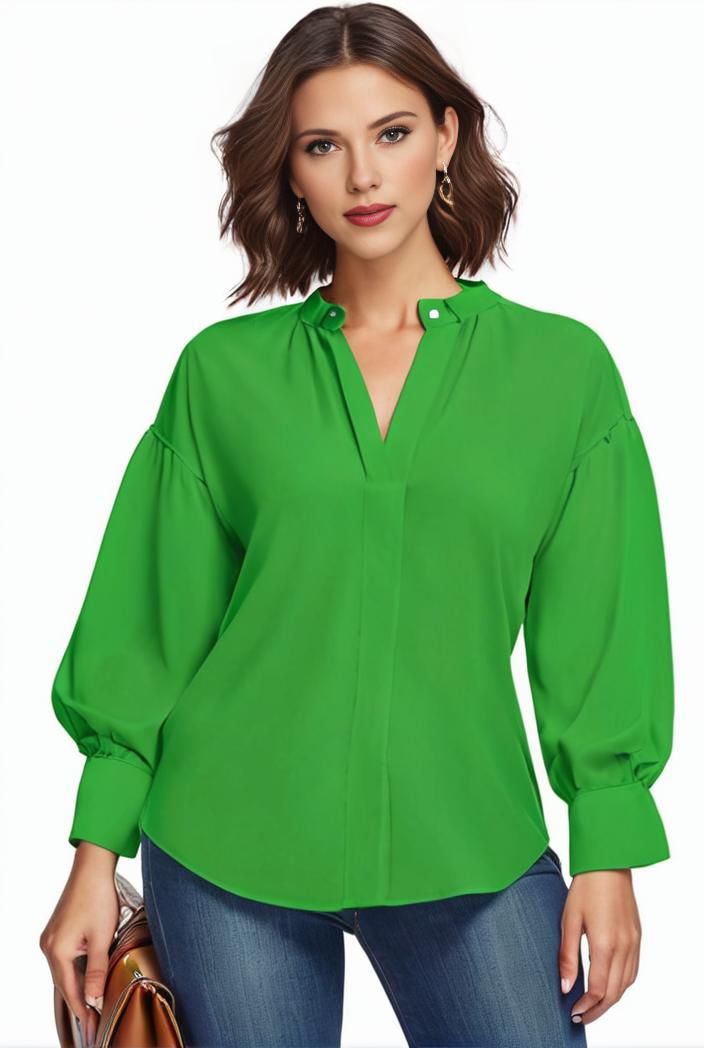 plus size casual blouse women s plus solid button up lantern sleeve turn down collar nipped waist blouse 138095