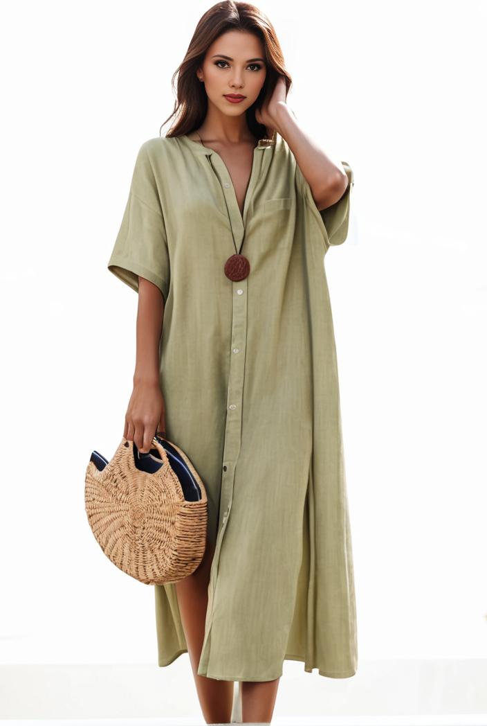 plus size casual dress women s plus solid v neck short sleeve ruffle trim smock dress 138168