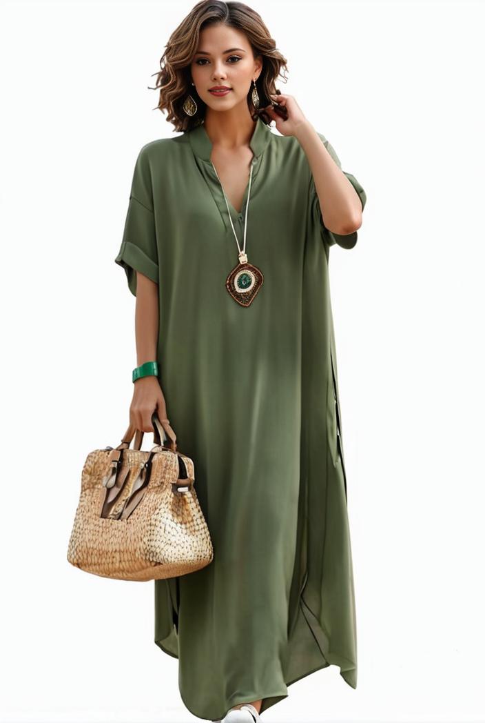 plus size casual dress women s plus solid v neck short sleeve ruffle trim smock dress 138169