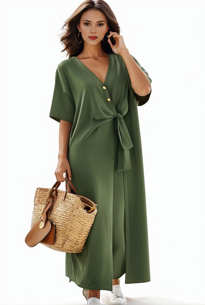 plus size casual dress women s plus solid v neck short sleeve ruffle trim smock dress 138175