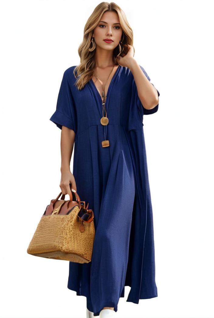 plus size casual dress women s plus solid v neck short sleeve ruffle trim smock dress 138179