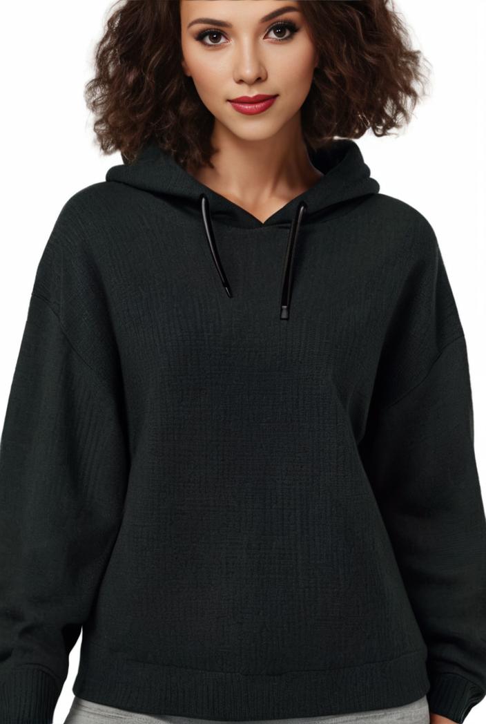 plus size casual sweatshirt women s plus solid waffle long sleeve drawstring hooded pullover sweatshirt with kangaroo pockets casual tops for fall winter women s clothing 138576