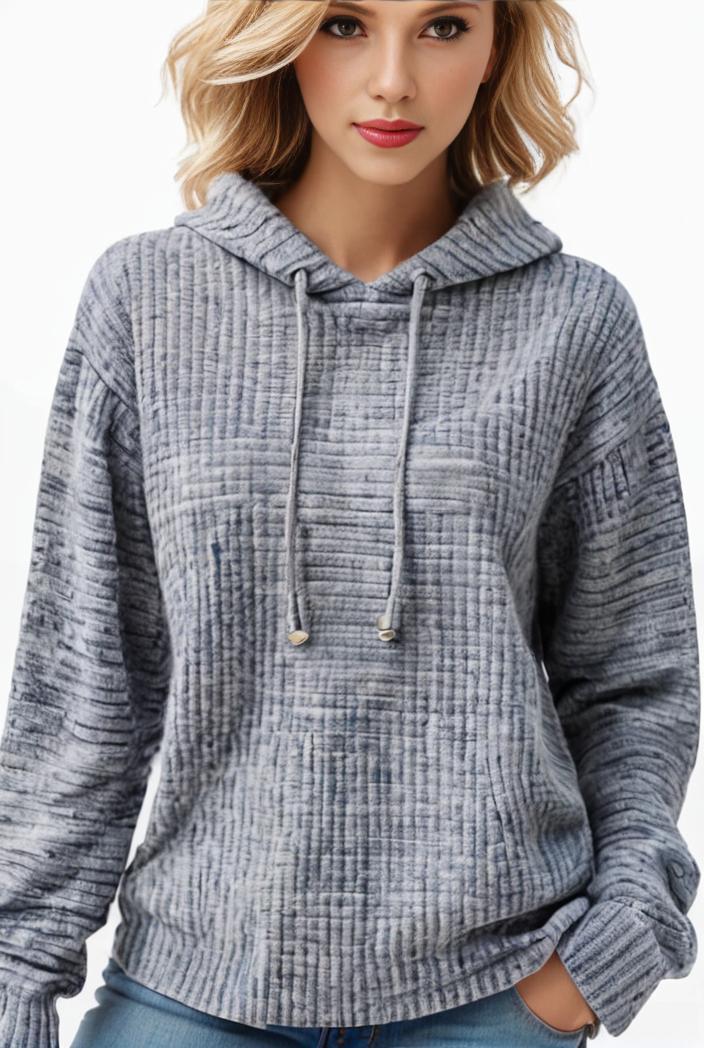 plus size casual sweatshirt women s plus solid waffle long sleeve drawstring hooded pullover sweatshirt with kangaroo pockets casual tops for fall winter women s clothing 138578