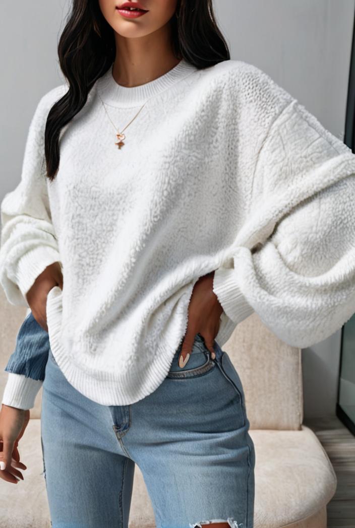 plus size casual sweatshirt women s plus solid waffle pattern long sleeve round neck sweatshirt 138598