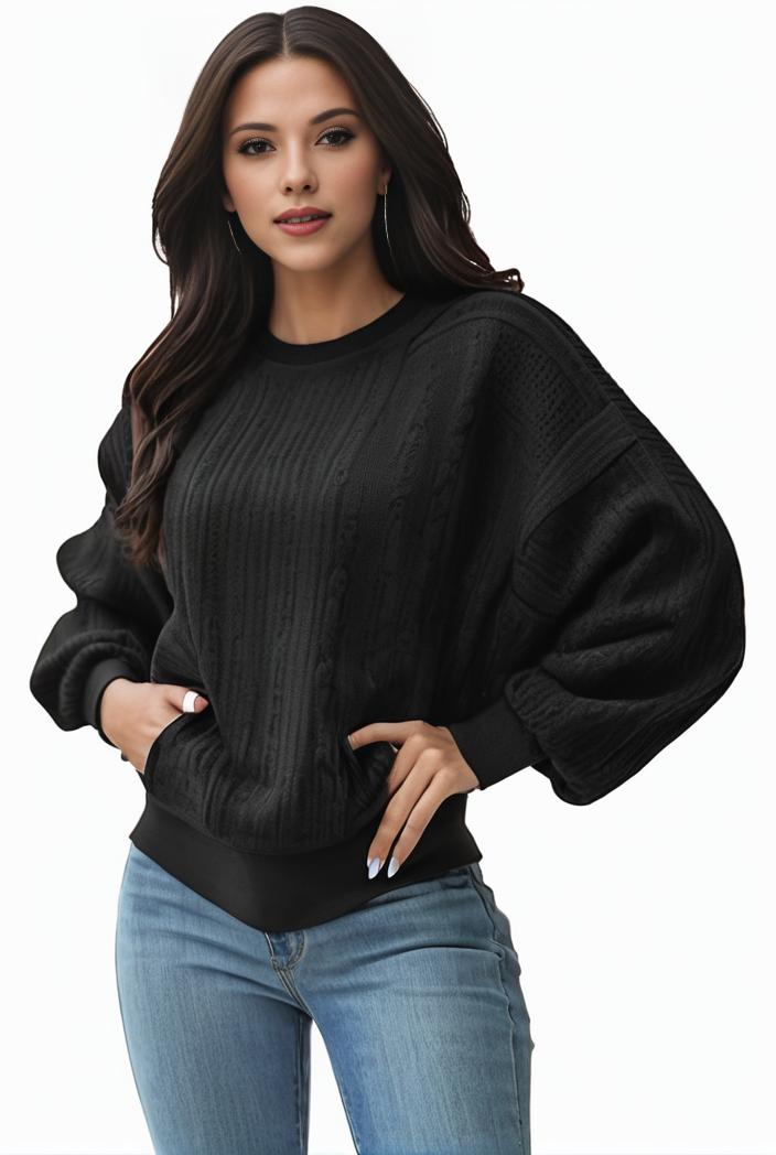 plus size casual sweatshirt women s plus solid waffle pattern long sleeve round neck sweatshirt 138614