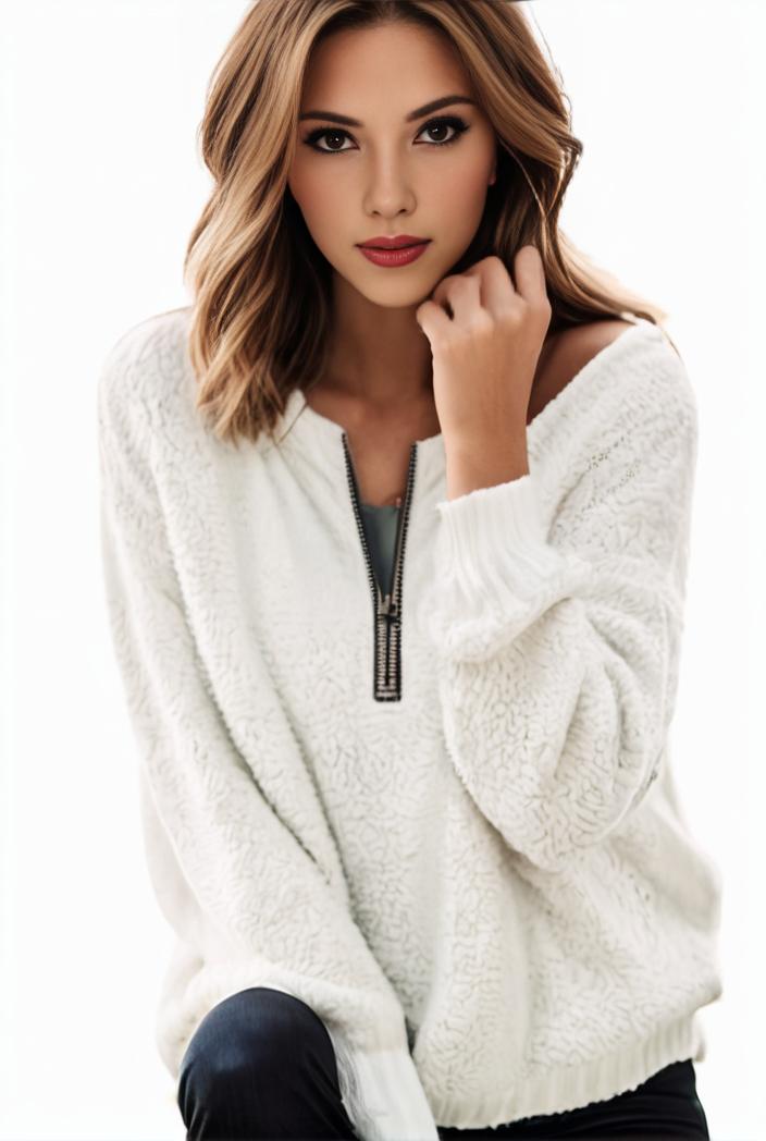 plus size casual top women s plus star print zip up long sleeve round neck slight stretch top 138997
