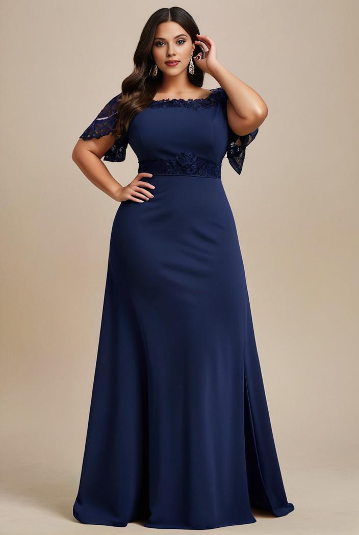 plus size simple chiffon pleated a line round neckline bridesmaid dress 142786