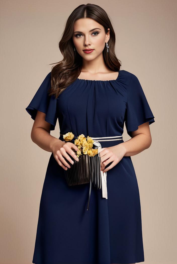 plus size simple chiffon pleated a line round neckline bridesmaid dress 142804