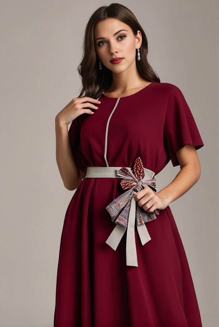 plus size simple chiffon pleated a line round neckline bridesmaid dress 142808
