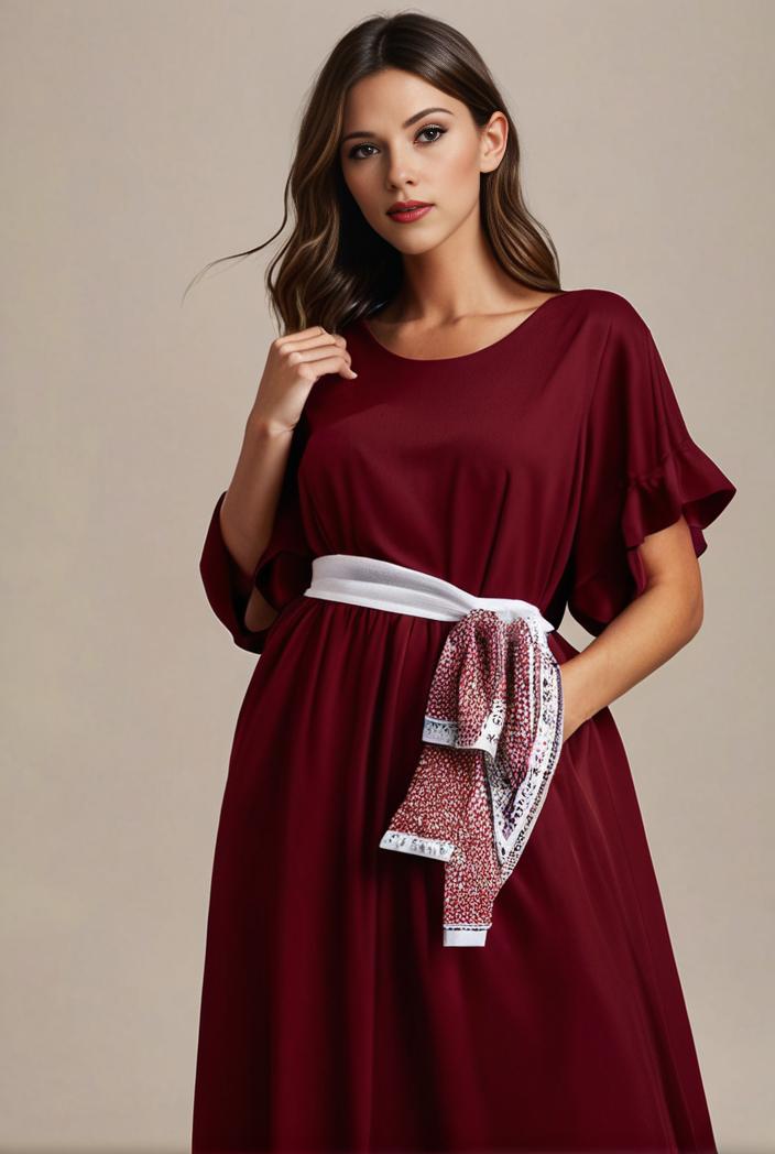 plus size simple chiffon pleated a line round neckline bridesmaid dress 142809