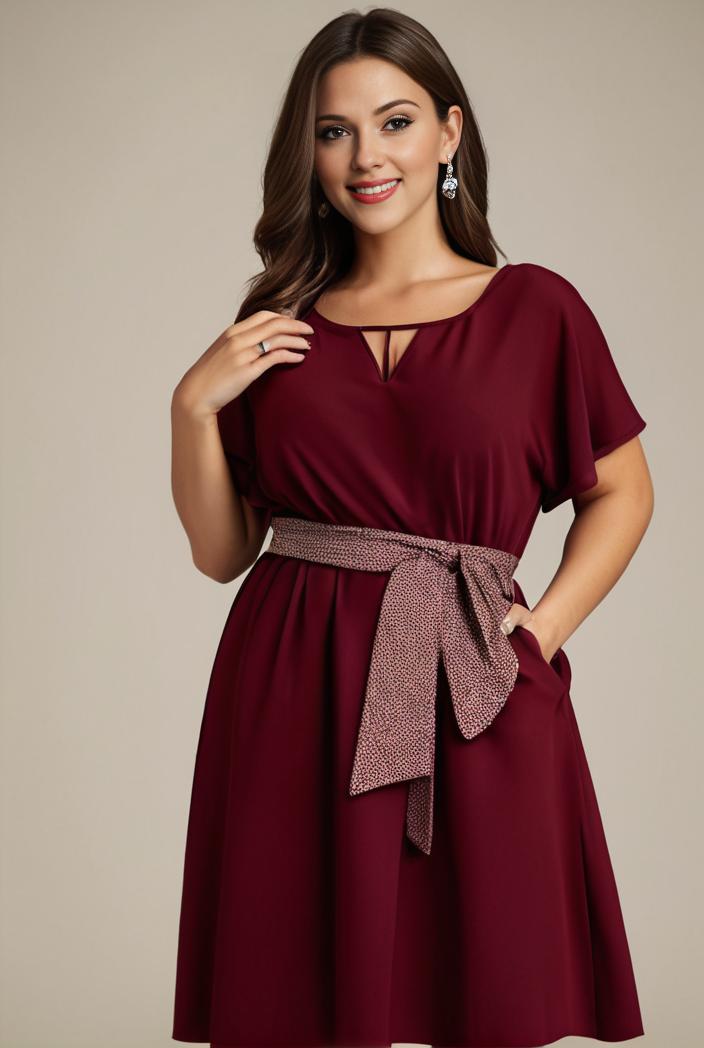 plus size simple chiffon pleated a line round neckline bridesmaid dress 142810