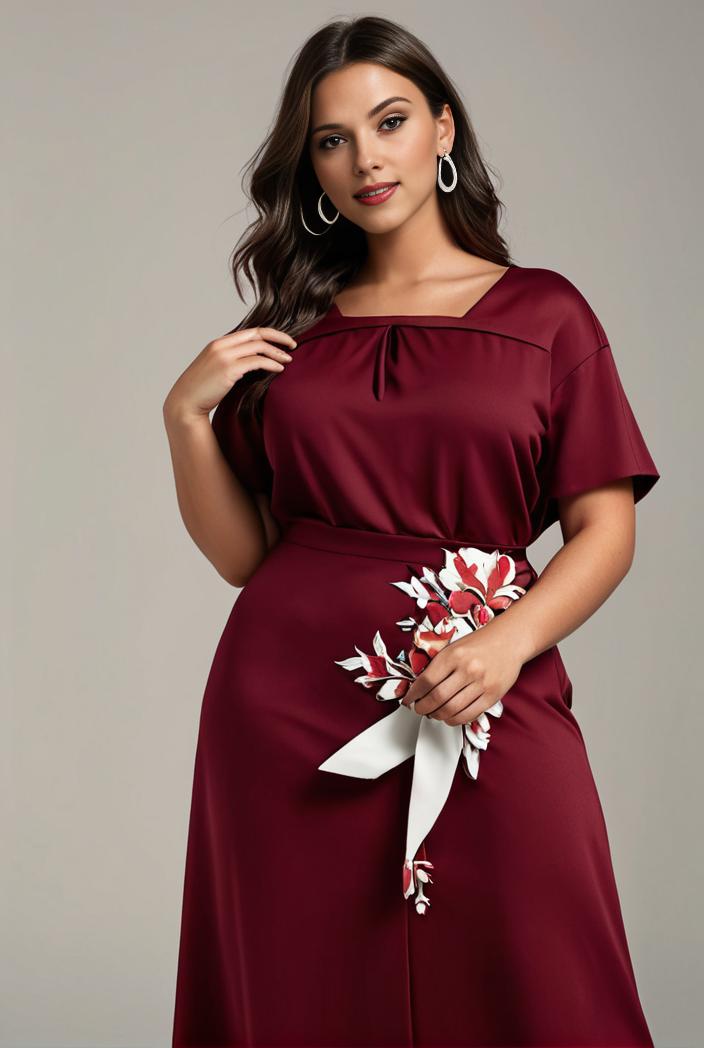 plus size simple chiffon pleated a line round neckline bridesmaid dress 142815