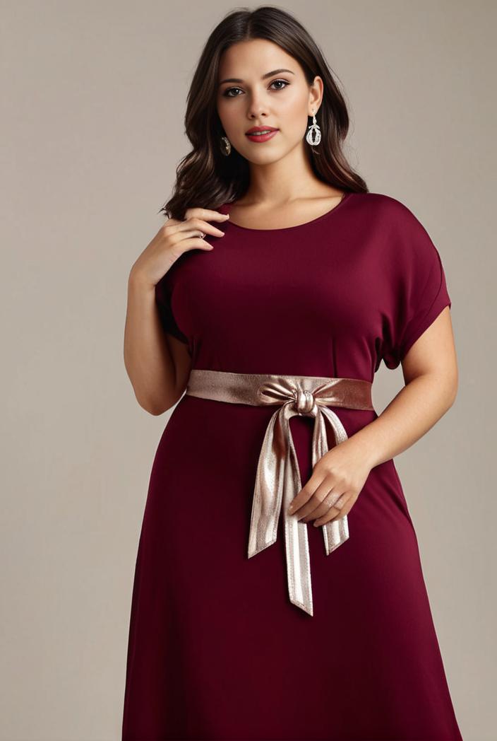 plus size simple chiffon pleated a line round neckline bridesmaid dress 142814