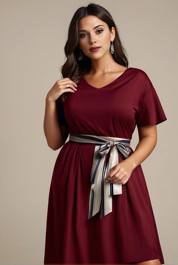 plus size simple chiffon pleated a line round neckline bridesmaid dress 142816