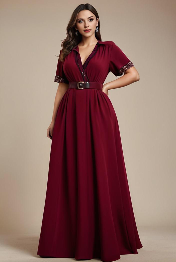 plus size simple chiffon pleated a line round neckline bridesmaid dress 142836