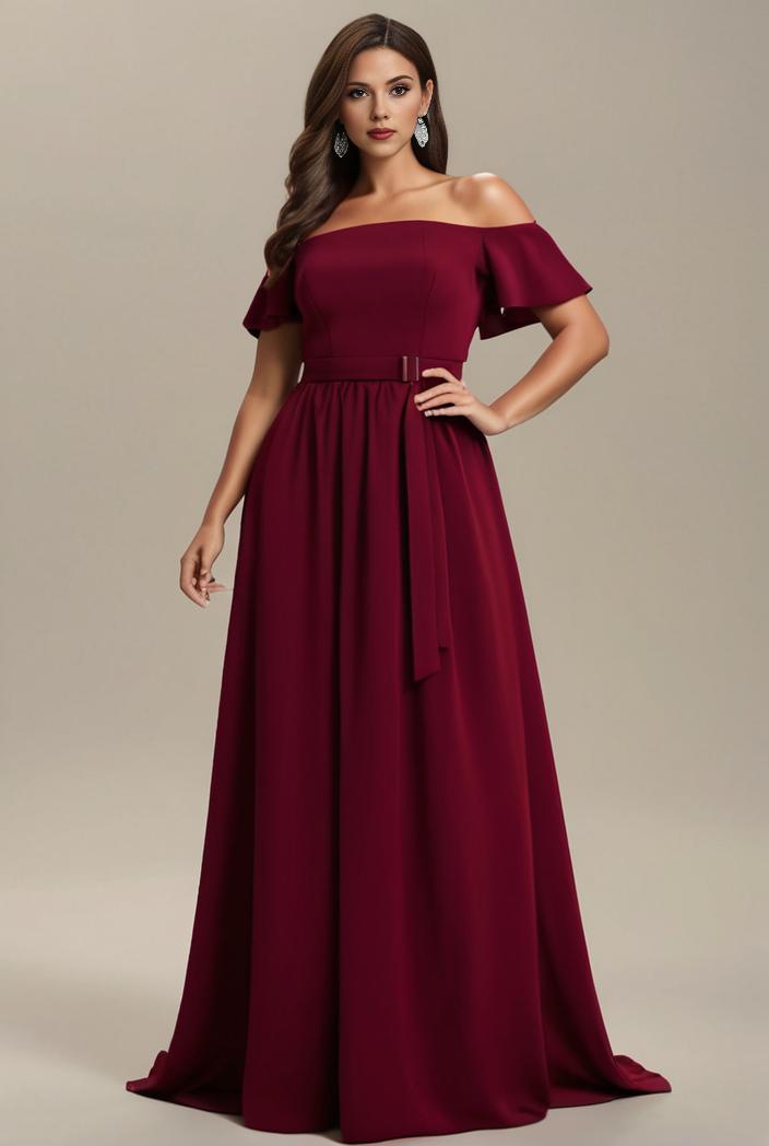 plus size simple chiffon pleated a line round neckline bridesmaid dress 142837