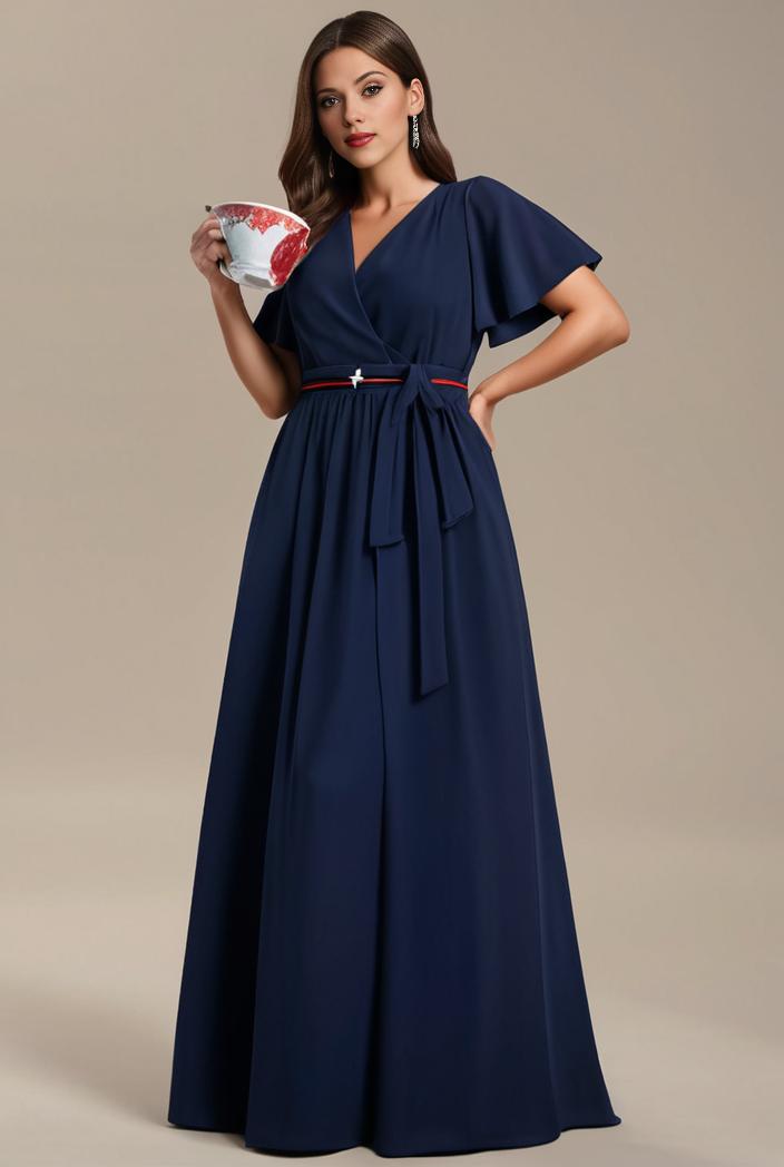 plus size simple chiffon pleated a line round neckline bridesmaid dress 142845
