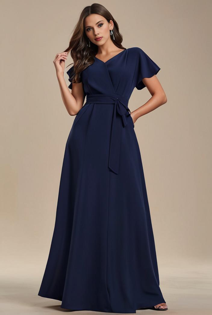 plus size simple chiffon pleated a line round neckline bridesmaid dress 142846