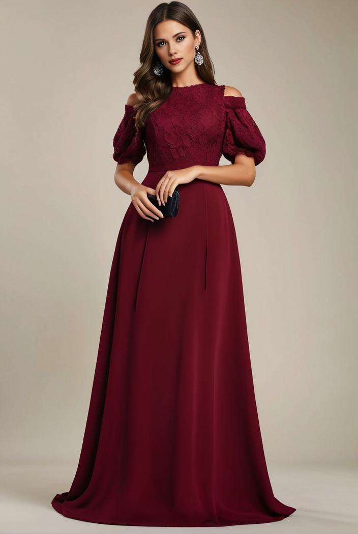 plus size simple chiffon pleated a line round neckline bridesmaid dress 142855