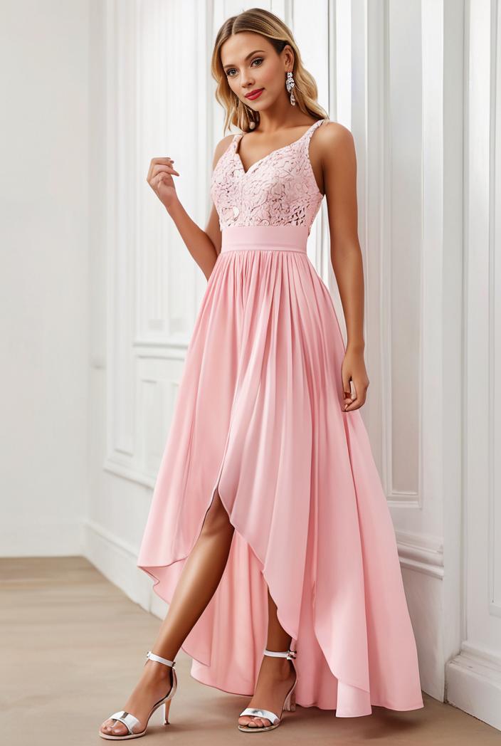 sequin bodice tulle high low evening dress with ribbon waist 145265