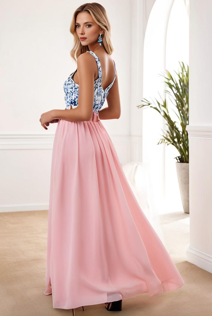 sequin bodice tulle high low evening dress with ribbon waist 145292