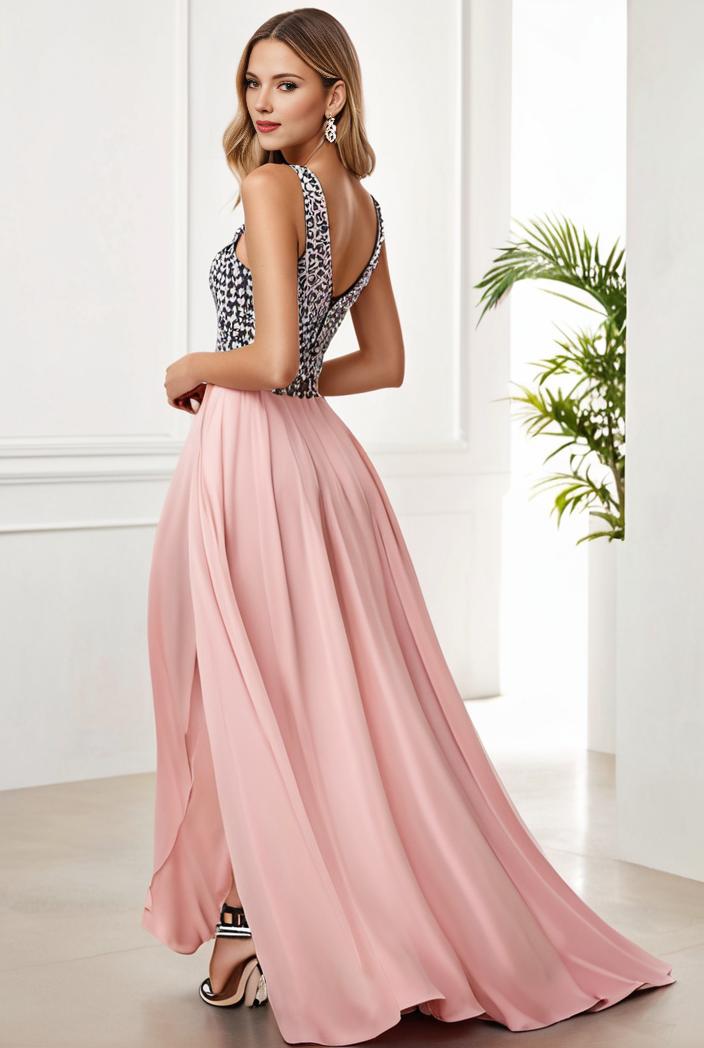 sequin bodice tulle high low evening dress with ribbon waist 145295