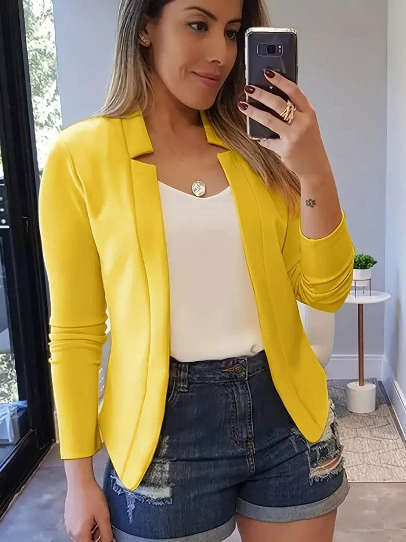 Sophisticated Split Front Blazer with Long Sleeves