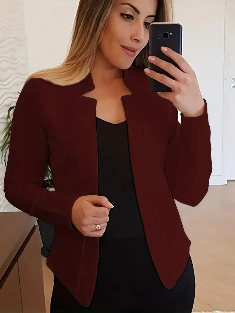 Sophisticated Split Front Blazer with Long Sleeves
