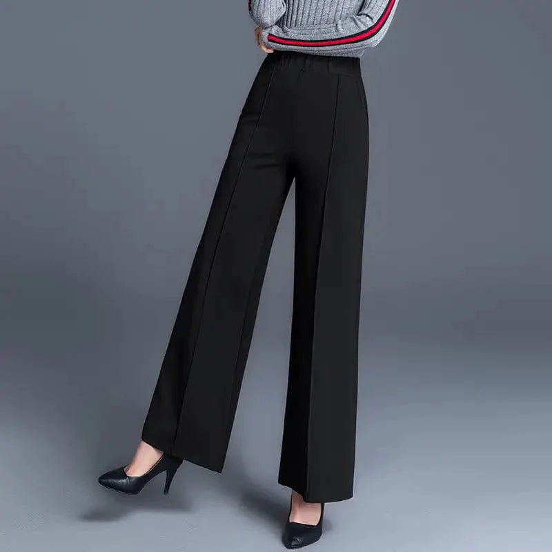 Straight Leg High Waist Trousers with Draped Pockets