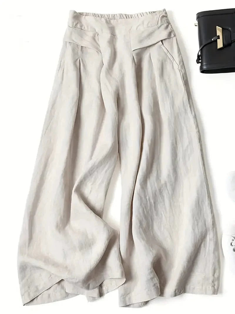 Stylish Wide Leg Trousers, Relaxed Palazzo Pants for Spring & Summer, Women's Fashion