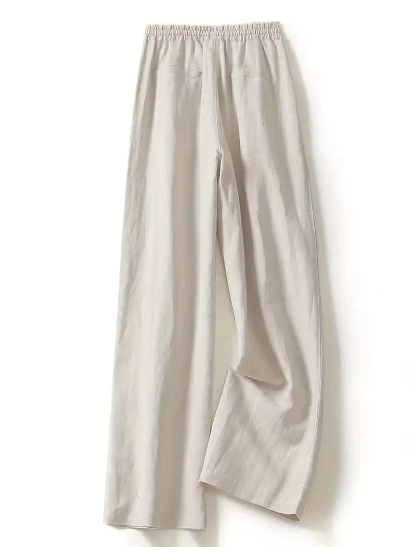 Wide Leg Drawstring Pants, Relaxed Fit Trousers Ideal for Spring & Summer, Women's Apparel