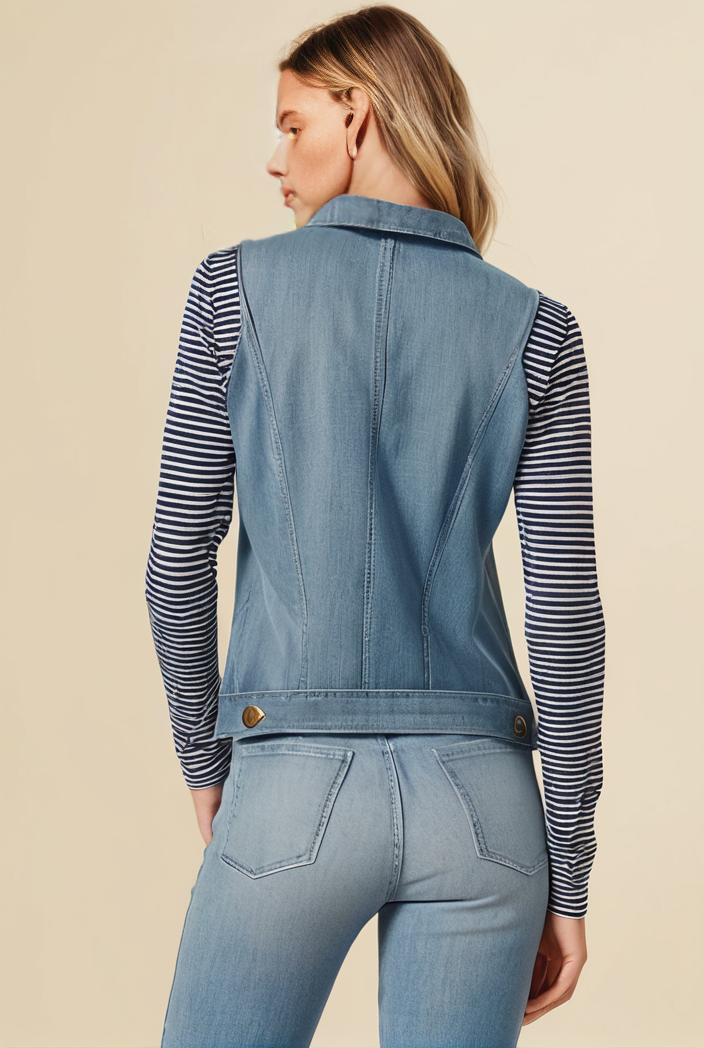 washed denim sleeveless vest with distressed ripped lapel women s denim jacket collection 138053