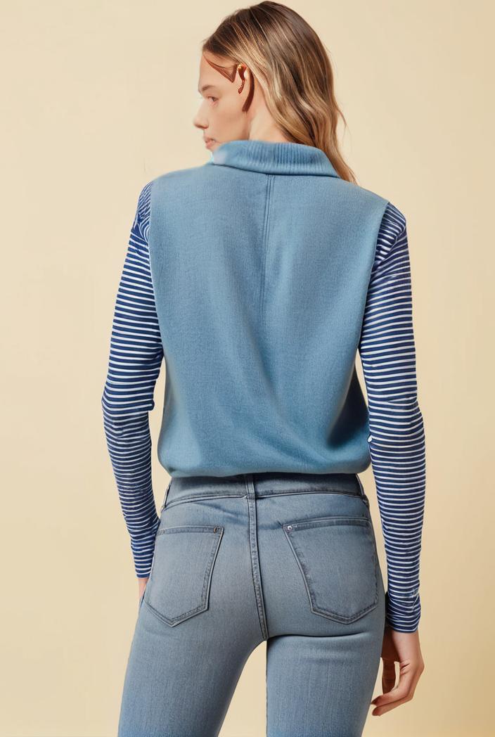 washed denim sleeveless vest with distressed ripped lapel women s denim jacket collection 138056