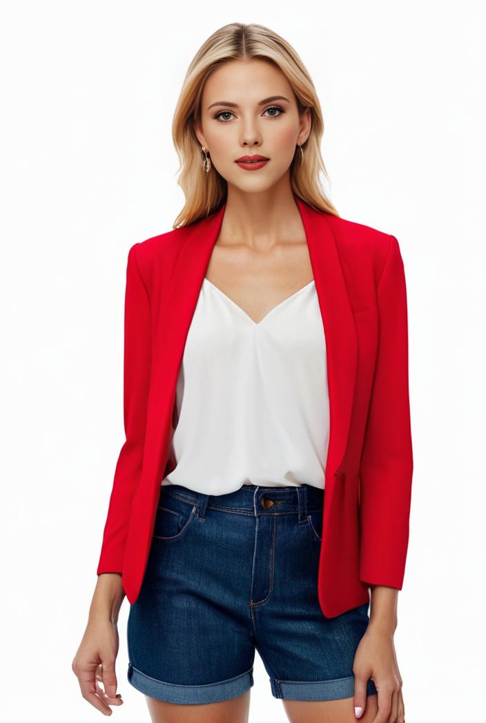women s solid open front blazer with long sleeves for office wear 139346