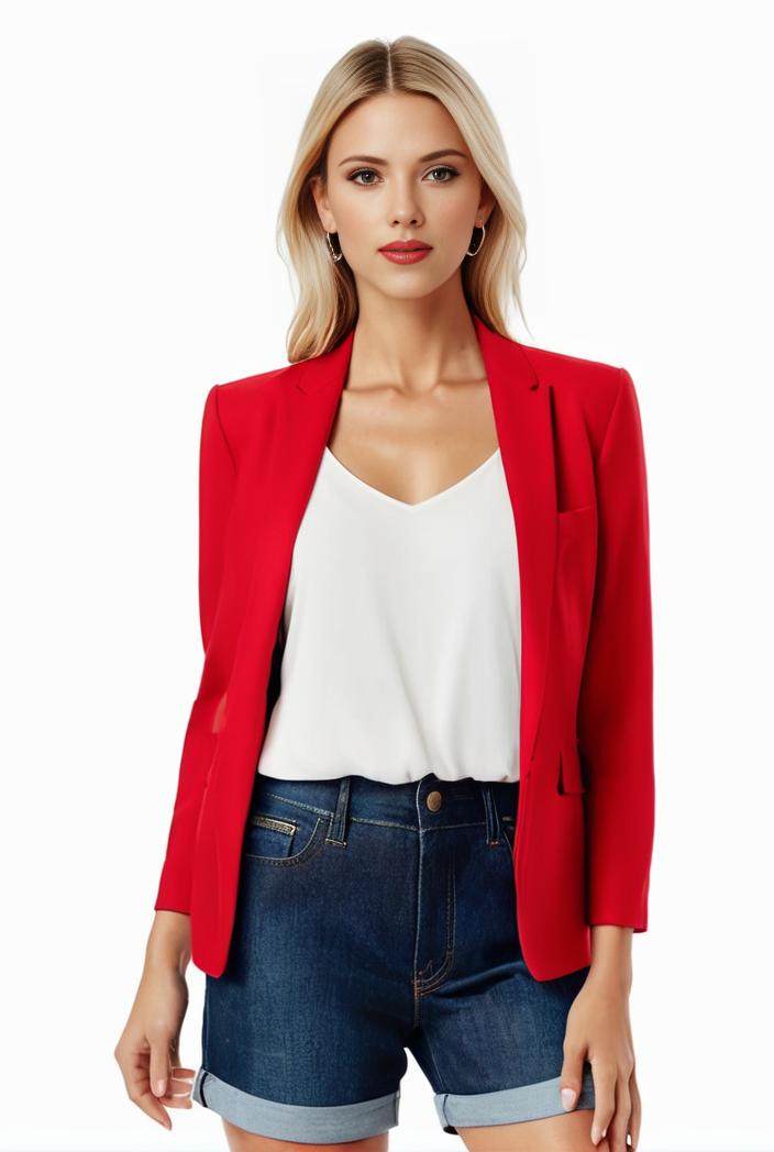 women s solid open front blazer with long sleeves for office wear 139347