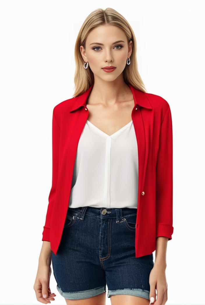 women s solid open front blazer with long sleeves for office wear 139350