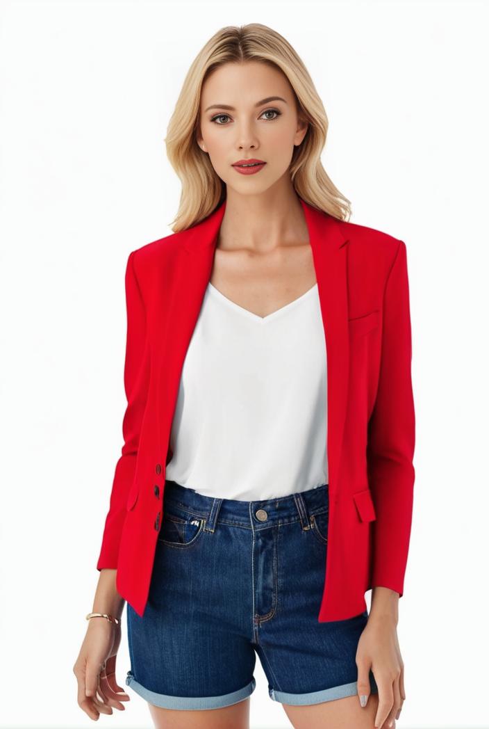women s solid open front blazer with long sleeves for office wear 139351