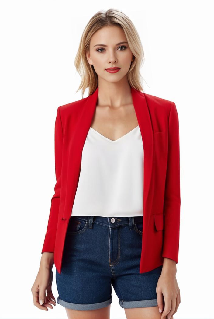 women s solid open front blazer with long sleeves for office wear 139352