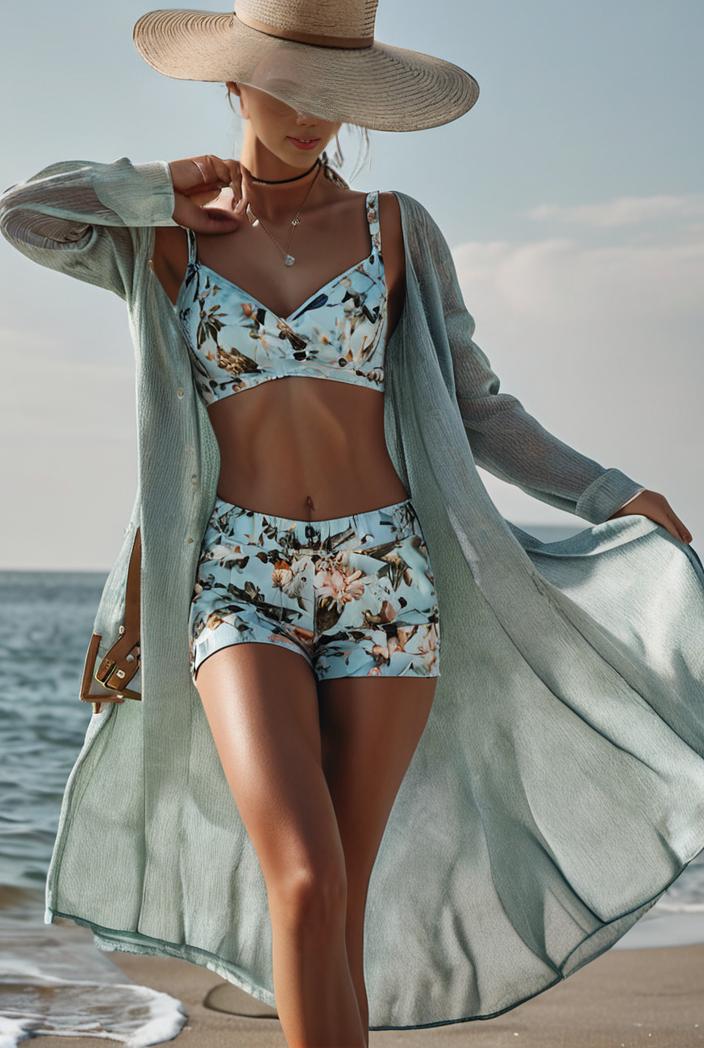 3 pieces sexy print bikini women high waist swimsuit cover up swimwear female lady bathing suit swimming summer beachwear 140153