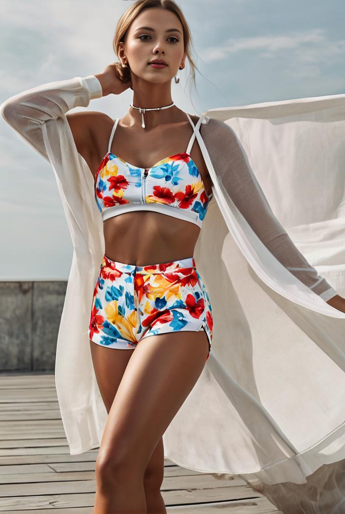 3 pieces sexy print bikini women high waist swimsuit cover up swimwear female lady bathing suit swimming summer beachwear 140225