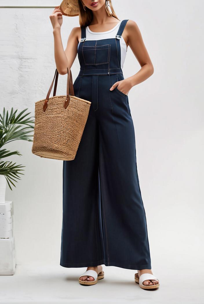boho sleeveless long jumpsuit with pockets women s casual baggy overall 142209